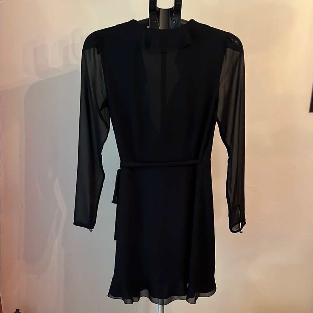 Wilfred Black Long Sleeve Cut Out Wrap Dress - Picture 8 of 8